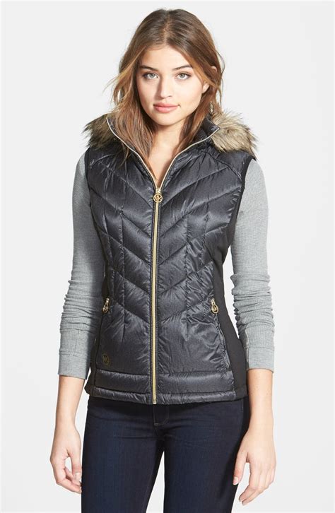 michael kors faux fur trimmed vest|mike kors faux fur vest.